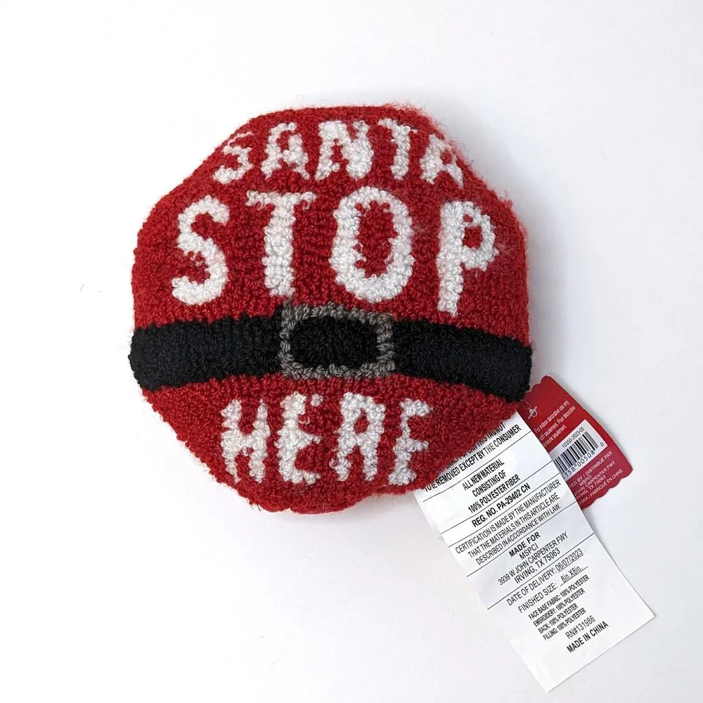 Red Santa Stop Here Decorative Christmas Pillow by Ashland | 8
